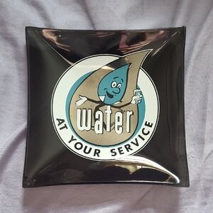 VTG "Water at Your Service" Glass Dish